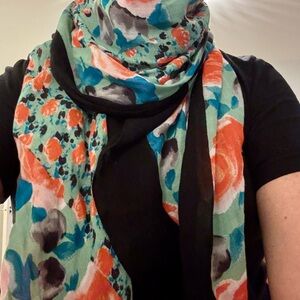 Marc Jacobs Floral Scarf in Orange, Green, and Black